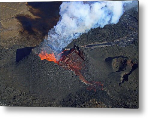 Volcano Metal Print featuring the photograph Fire from the air #1 by Christopher Mathews