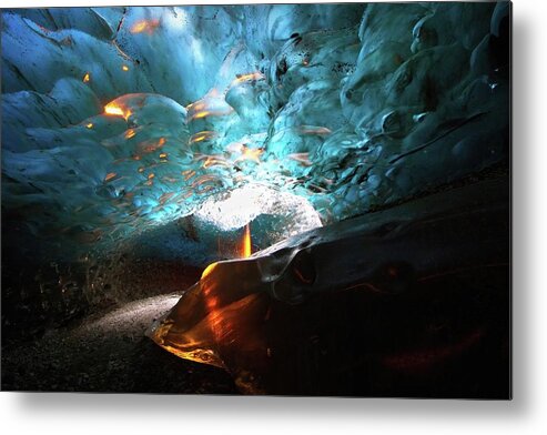 Iceland Metal Print featuring the photograph Fire in ice #2 by Christopher Mathews