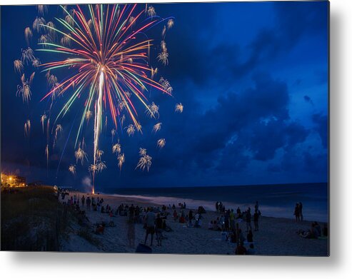 Fireworks Metal Print featuring the photograph Fireworks by the Sea by WAZgriffin Digital