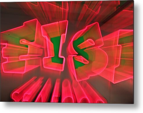 Fish Detroit Neon Sign Effects Blur Photo Metal Print featuring the photograph Fish by Windshield Photography