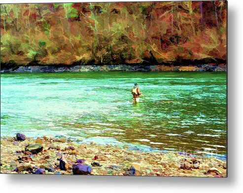 Landscape Metal Print featuring the photograph Fisherman Hot Springs AR in oil by Diana Mary Sharpton