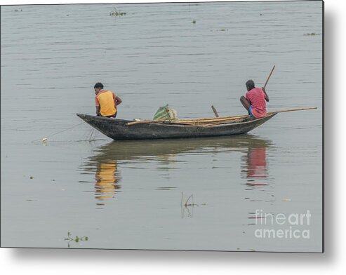 People Metal Print featuring the photograph Fishing on the Hoogly 05 by Werner Padarin