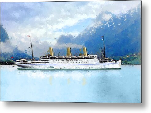 Steamer Metal Print featuring the digital art Fjord cruise by Geir Rosset