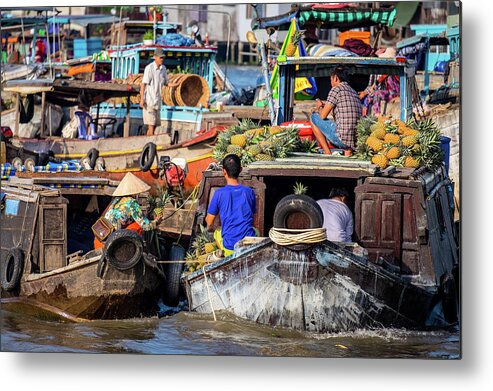 Cai Rang Metal Print featuring the photograph Floating Market Scene by Arj Munoz