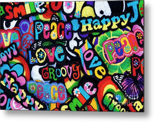 Embroidery Metal Print featuring the photograph Flower Power Love by Tim Gainey