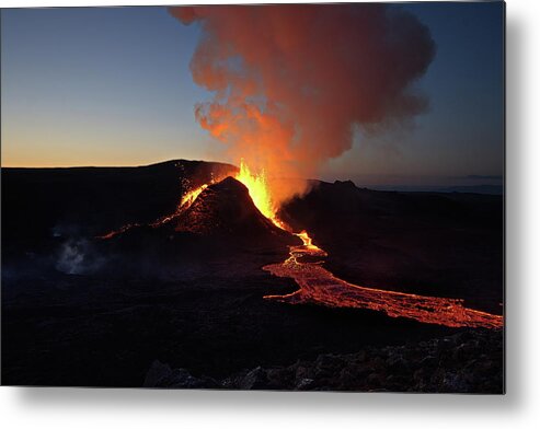 Volcano Metal Print featuring the photograph Flowing fire by Christopher Mathews