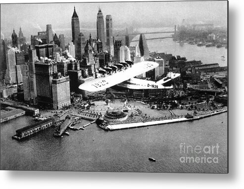 1930 Metal Print featuring the photograph FLYING BOAT - NEW YORK CITY, c1930 by Granger