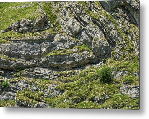 Stone Metal Print featuring the photograph Folds Of Rock In Mountains - Background by Mikhail Kokhanchikov