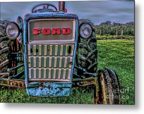 Tractor Metal Print featuring the photograph Ford Tractor Grill by Sandy Moulder