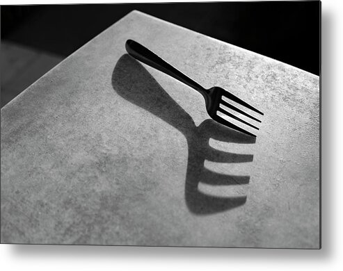 Minimalism Metal Print featuring the photograph Fork Shadow by Prakash Ghai