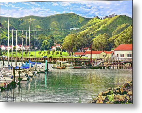 Harbor Metal Print featuring the photograph Fort Baker Yacht Harbor and Marin Headlands by Brian Tada