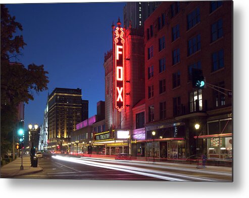Fox Theater Metal Print featuring the photograph Fox Theater Twilight by Scott Rackers