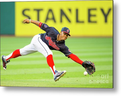People Metal Print featuring the photograph Francisco Lindor and Chase Headley by Jason Miller