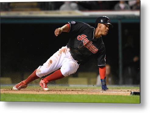 American League Baseball Metal Print featuring the photograph Francisco Lindor by Mark Cunningham