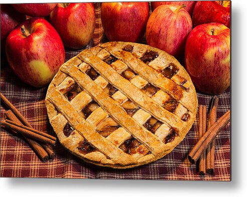 Apple Pie Metal Print featuring the photograph Fresh Apple Lattice Pie by Anthony Sacco