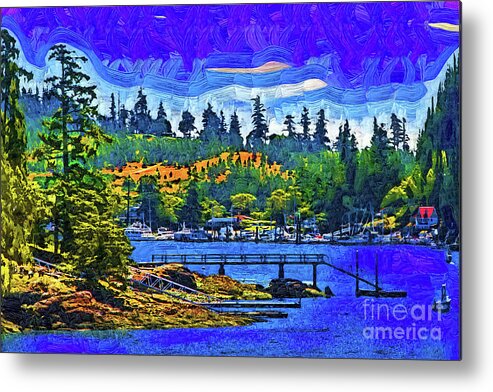 Friday-harbor Metal Print featuring the digital art Friday Harbor Fauvist by Kirt Tisdale