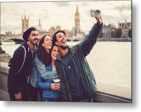 Young Men Metal Print featuring the photograph Friends enjoying London together by Martin-dm