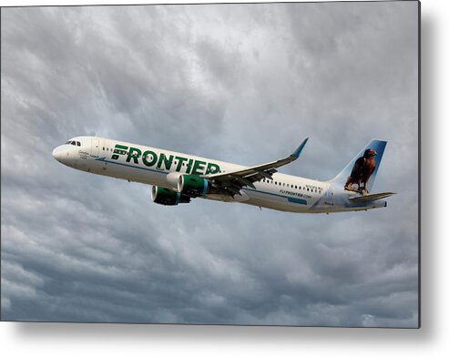 Frontier Airlines Metal Print featuring the photograph Frontier A321-211 by Chris Smith