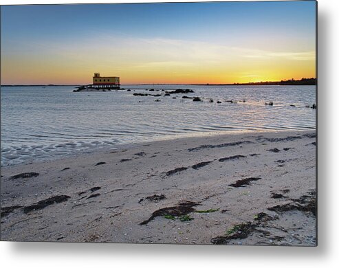 Algarve Metal Print featuring the photograph Fuzeta beach sunset scenery and landmark. Portugal by Angelo DeVal