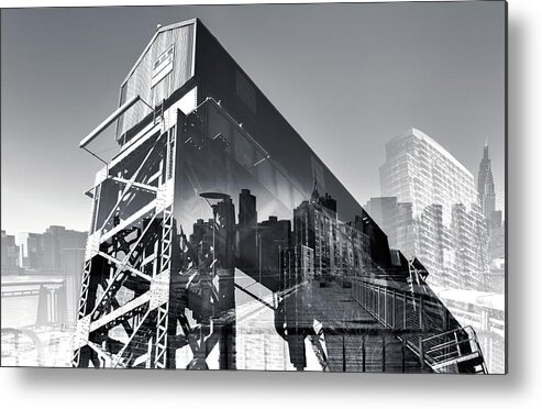 Gantry Plaza State Park Metal Print featuring the photograph Gantry double exposure by Cate Franklyn