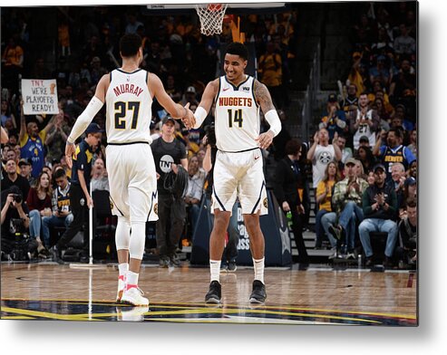 Jamal Murray Metal Print featuring the photograph Gary Harris and Jamal Murray by Bart Young