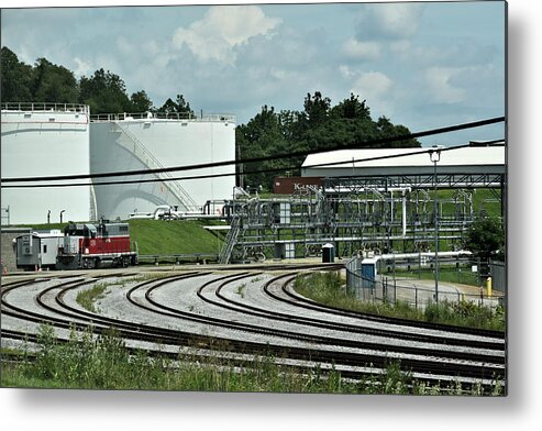 Refinery Metal Print featuring the photograph Gas Refinery View by Kathy K McClellan