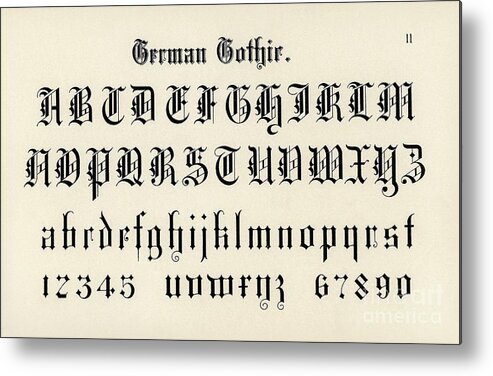 gips Array Arab German gothic fonts from Draughtsman's Alphabets by Hermann Esser Metal  Print by Shop Ability - Pixels