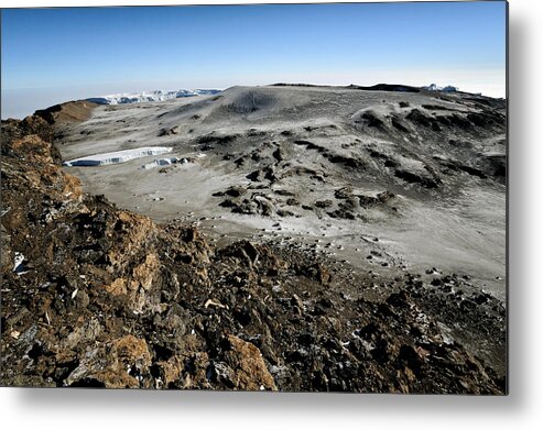 Volcanic Rock Metal Print featuring the photograph Glaciers and Reusch crater from Uhuru Peak, Kilimanjaro National Park by © Pascal Boegli