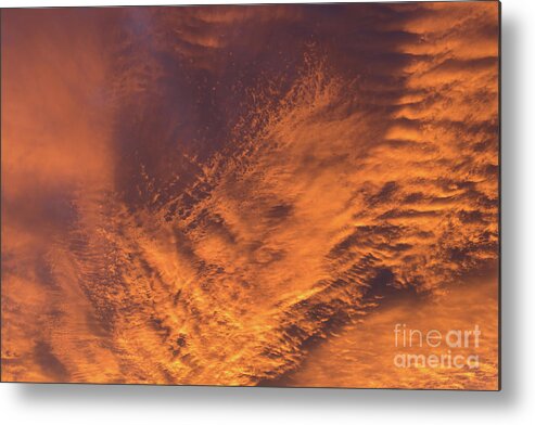 Clouds Metal Print featuring the photograph Glowing sunset sky with deep orange clouds by Adriana Mueller