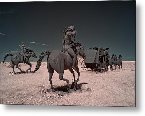 Wagon Metal Print featuring the photograph Go West Young Man - battle on the Wisconsin driftless prairie by Peter Herman