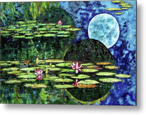 Water Lilies Metal Print featuring the painting God's Dream by John Lautermilch