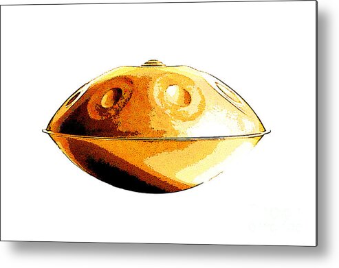 Handpan Metal Print featuring the digital art Gold handpan by Alexa Szlavics