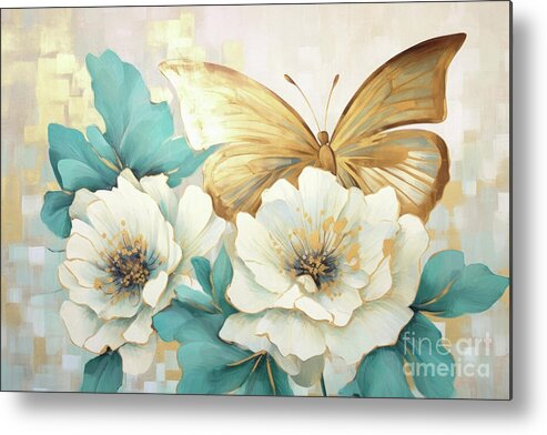 Butterfly Metal Print featuring the painting Golden Butterfly by Tina LeCour