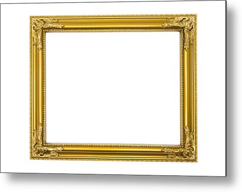 Empty Metal Print featuring the photograph Golden Picture Frame (Clipping Path Included) by JoKMedia