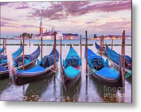 Gondolas Metal Print featuring the photograph Gondolas on the Venice Lagoon, Italy by Neale And Judith Clark