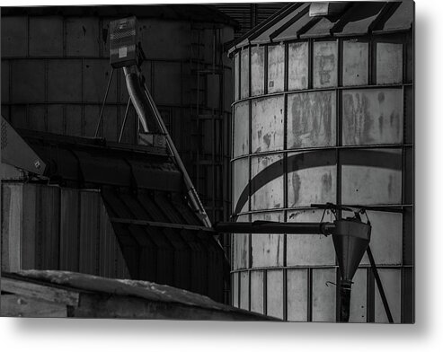 Museum Quality Metal Print featuring the photograph Grain Elevator in Shadows No. 2 by Bruce Davis