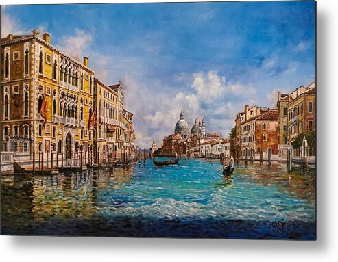  Metal Print featuring the painting Grand canal, Venice by Raouf Oderuth