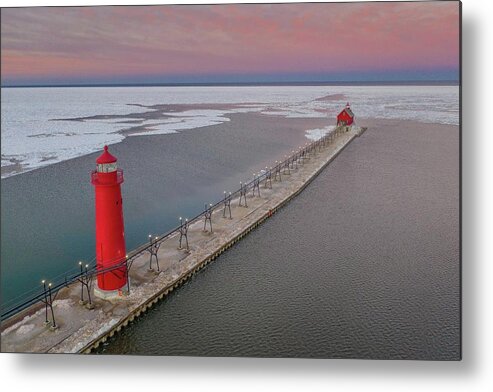 Northernmichigan Metal Print featuring the photograph Grand Haven Lighthouse DJI_0513 HRes by Michael Thomas