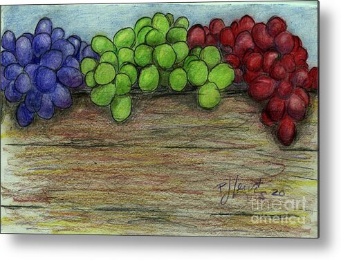 Food Metal Print featuring the drawing Grapes by PJ Lewis