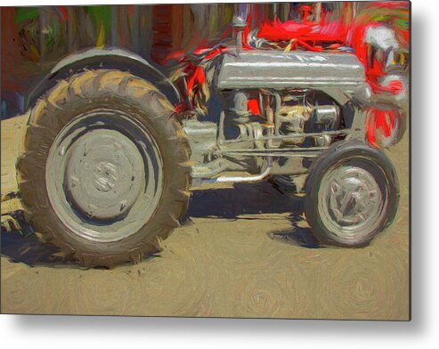 Tractor Metal Print featuring the digital art Gray Tractor Restored by Cathy Anderson