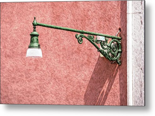 Venice Metal Print featuring the photograph Green Wrought Iron Street Lamp of Venice by David Letts