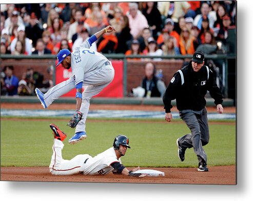 San Francisco Metal Print featuring the photograph Gregor Blanco and Alcides Escobar by Thearon W. Henderson