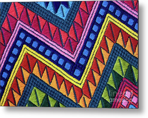 Guatemala Metal Print featuring the photograph Guatemala textile photography - Guatemalan Diamonds by Sharon Hudson