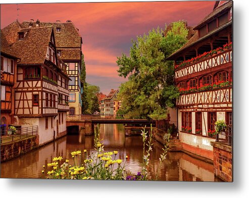 Tourism Metal Print featuring the photograph Half-timbered houses in Petite France, Strasbourg, France by Elenarts - Elena Duvernay photo