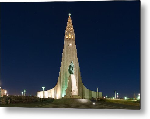 Reykjavik Metal Print featuring the photograph Hallgrimskirkja Church of Iceland by Thienthongthai Worachat