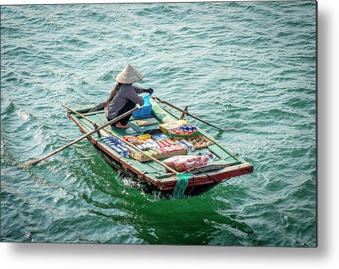 Vietnam Photography Metal Print featuring the photograph Halong Bay Seller by Marla Brown