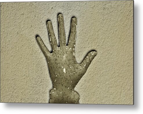 Hand Metal Print featuring the digital art Hand Stop to Plastic by Mavicfe Victoria