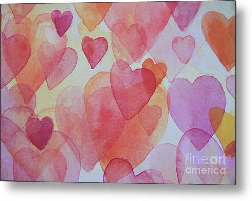 Love Metal Print featuring the painting Happy Hearts 2 by Stella Levi