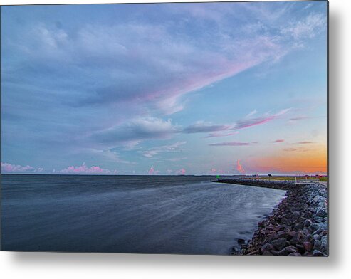 Sunset Metal Print featuring the photograph Harkes Island Sunset Over Core Sound by Bob Decker