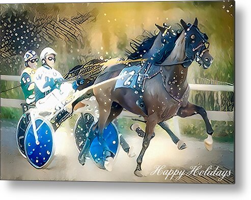 Horse Metal Print featuring the mixed media Harness Holidays by Debra Kewley